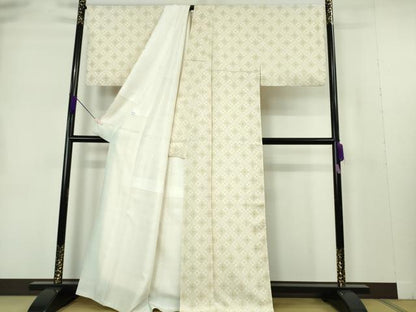 平和屋本店●極上　小紋　花菱　練色地　逸品　DZAB7235kh6