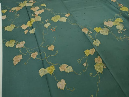 平和屋本店●極上　創業460年・千總　訪問着　刺繍　南天蔦の葉文　御召茶色地　金糸　逸品　DZAB7236kh6