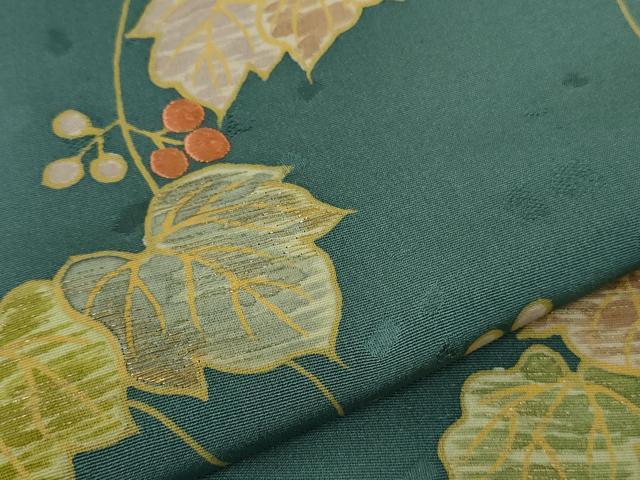 平和屋本店●極上　創業460年・千總　訪問着　刺繍　南天蔦の葉文　御召茶色地　金糸　逸品　DZAB7236kh6