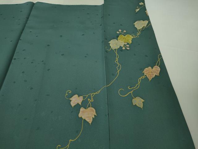 平和屋本店●極上　創業460年・千總　訪問着　刺繍　南天蔦の葉文　御召茶色地　金糸　逸品　DZAB7236kh6