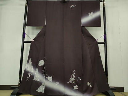平和屋本店●極上　訪問着　総刺繍　洋花文　暈し染め　金銀糸　逸品　DZAB7238kh6