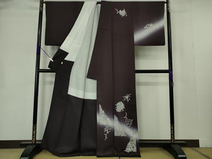 平和屋本店●極上　訪問着　総刺繍　洋花文　暈し染め　金銀糸　逸品　DZAB7238kh6