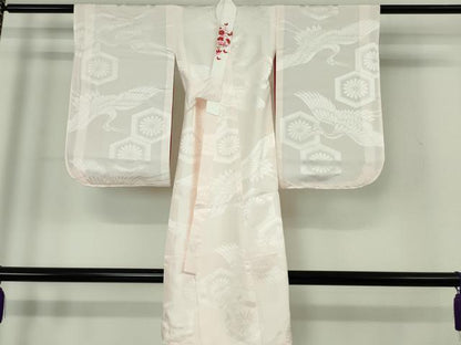 平和屋本店[]極上　創業460年・千總　七五三　女の子　3歳　祝着・襦袢・被布セット　駒刺繍　花毬文　虹色地　逸品　未使用　DZAB7241kh6