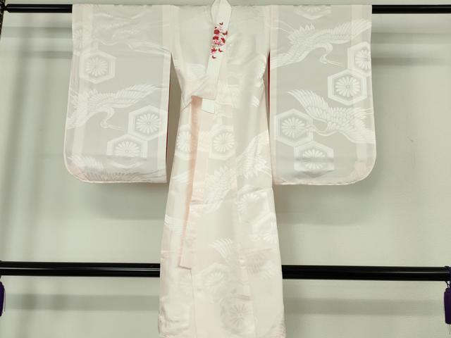 平和屋本店[]極上　創業460年・千總　七五三　女の子　3歳　祝着・襦袢・被布セット　駒刺繍　花毬文　虹色地　逸品　未使用　DZAB7241kh6