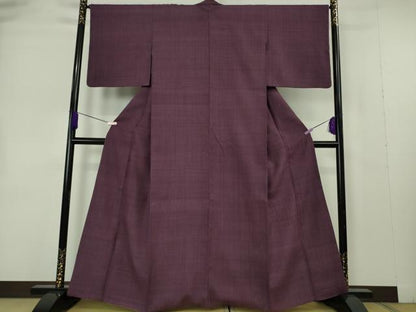 平和屋本店●極上　浦野理一　経節紬　色無地　桑の実色　逸品　DZAB7249kh6