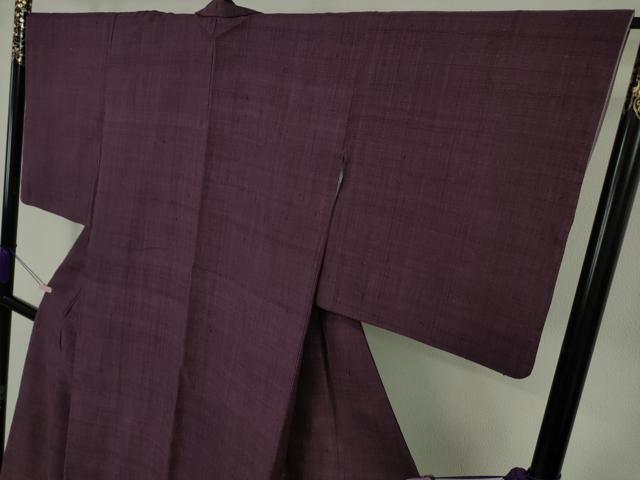 平和屋本店●極上　浦野理一　経節紬　色無地　桑の実色　逸品　DZAB7249kh6