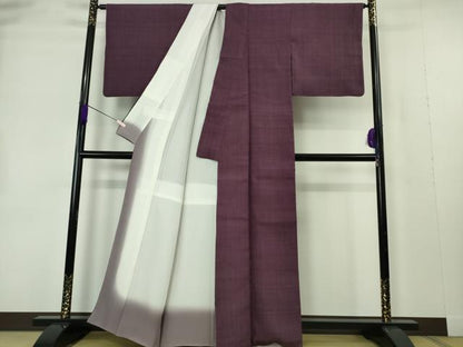 平和屋本店●極上　浦野理一　経節紬　色無地　桑の実色　逸品　DZAB7249kh6