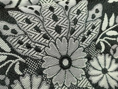 平和屋着物●極上　本場筑前博多織　八寸名古屋帯　洋花文　黒地　逸品　DZAB7252kh6