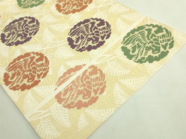 平和屋本店●極上　俵屋　人間国宝　喜多川平朗  有職織物　九寸名古屋帯　唐織　飛鶴松葉　金糸　三越扱い　逸品　DZAB7260kh6