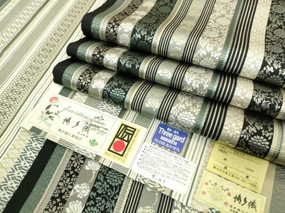 平和屋本店●極上 本場筑前博多織 両面 全通柄袋帯 手織：織匠中島英子 花間道 はかた匠工芸 博多金ラベル 証紙付 逸品 未使用 DZAB7267kh6