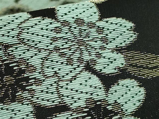 平和屋着物●極上　両面　太鼓柄袋帯　立波に枝垂れ桜　満月　黒地　金銀糸　逸品　DZAB7268kh6