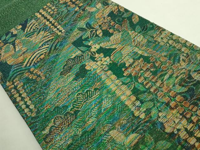 平和屋本店●極上　織の宝石・ダイヤモンドカット　佐波理綴　太鼓柄袋帯　鴛鴦松橋美　金銀糸　逸品　DZAB7272kh6