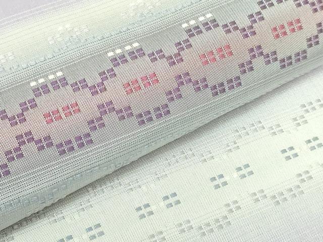 平和屋着物●極上　太鼓柄袋帯　花織　紬地　横段文　反端付き　逸品　DZAB7279kh6