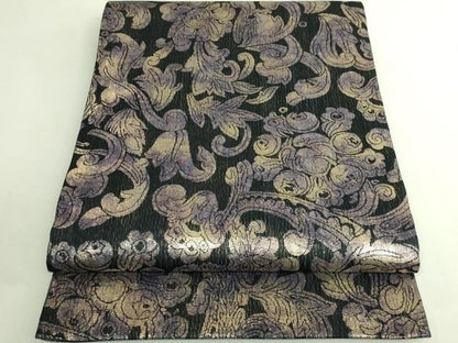 平和屋本店●極上　紋屋井関　御寮織　六通柄袋帯　花唐草　黒地　金糸　逸品　DZAB7284kh6