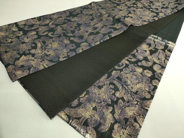 平和屋本店●極上　紋屋井関　御寮織　六通柄袋帯　花唐草　黒地　金糸　逸品　DZAB7284kh6