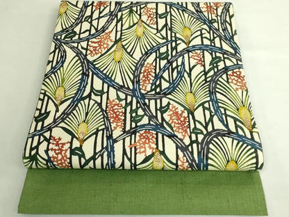 平和屋着物●極上　本場琉球紅型　九寸開き名古屋帯　紬地　薄　逸品　DZAB7285kh6