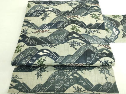 平和屋本店＊極上　夏物　和染紅型　栗山紅型　栗山吉三郎　九寸名古屋帯　重山花文　麻　逸品　DZAB7288kh6