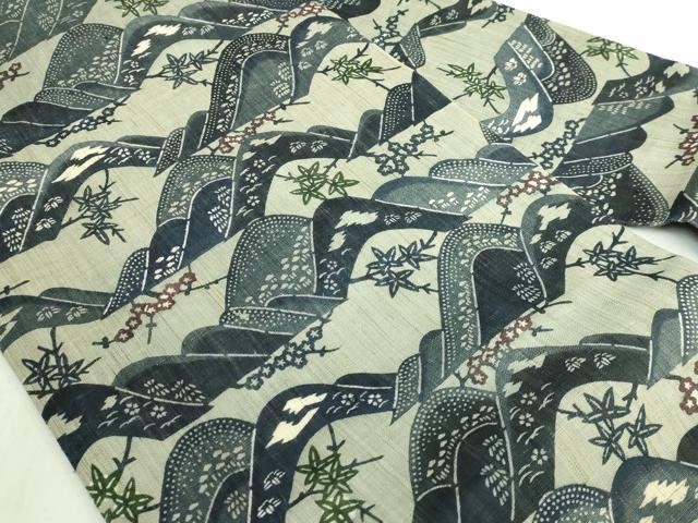 平和屋本店＊極上　夏物　和染紅型　栗山紅型　栗山吉三郎　九寸名古屋帯　重山花文　麻　逸品　DZAB7288kh6