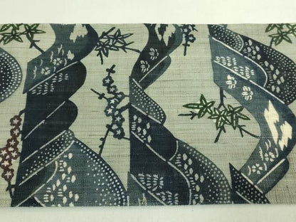 平和屋本店＊極上　夏物　和染紅型　栗山紅型　栗山吉三郎　九寸名古屋帯　重山花文　麻　逸品　DZAB7288kh6