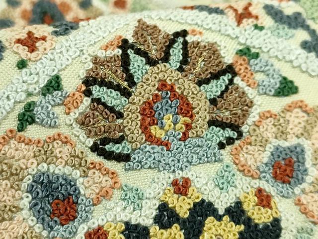 平和屋本店●極上　中国三大刺繍　相良刺繍　総刺繍　袋帯　正倉院花文　金糸　逸品　DZAB7293kh6