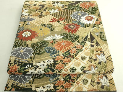 平和屋本店●最高級　中国三大刺繍　総相良刺繍　総刺繍　袋帯　200万粒　総詰め　草花文　金糸　逸品　DZAB7295kh6