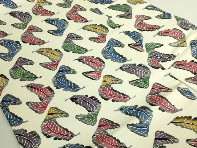 平和屋着物●極上　本場琉球紅型　九寸名古屋帯　舞葉文　逸品　DZAB7302kh6