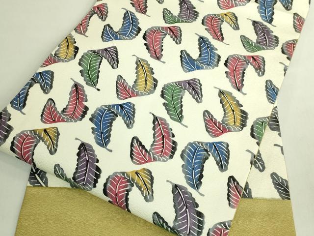 平和屋着物●極上　本場琉球紅型　九寸名古屋帯　舞葉文　逸品　DZAB7302kh6