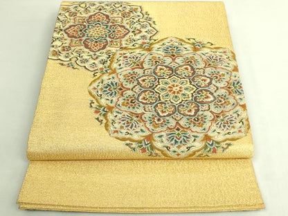 平和屋本店●極上　明綴れ　太鼓柄袋帯　正倉院花文　金糸　逸品　DZAB7306kh6