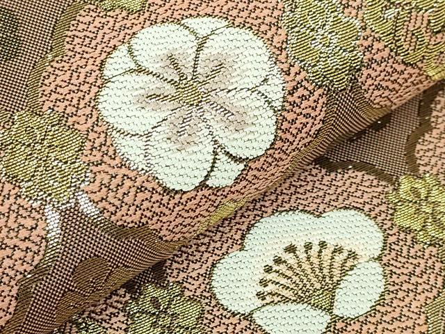 平和屋本店●極上　1897年創業　名門岡野　本場筑前博多織　千年工房　両面　全通柄袋帯　飛梅伝説　金糸　証紙付き　逸品　DZAB7308kh6