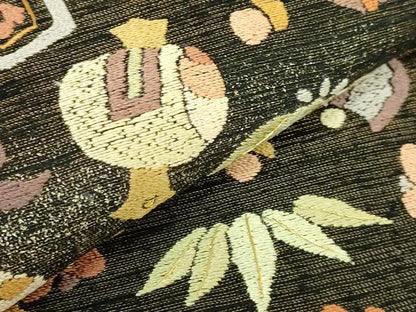 平和屋本店●極上　中国人間国宝　将雪英　太鼓柄袋帯　総刺繍　宝尽くし　金糸　逸品　DZAB7309kh6