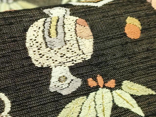 平和屋本店●極上　中国人間国宝　将雪英　太鼓柄袋帯　総刺繍　宝尽くし　金糸　逸品　DZAB7309kh6
