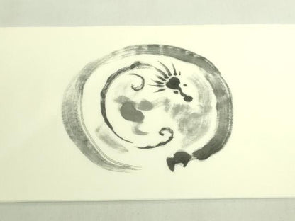平和屋着物●極上　塩瀬　九寸名古屋帯　手描き　龍　逸品　DZAB7310kh6