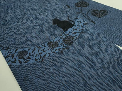 平和屋着物●極上　九寸名古屋帯　猫シルエット　葵　モール　BANKAN　わものや　たとう紙付き　逸品　DZAB7319kh6