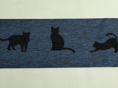 平和屋着物●極上　九寸名古屋帯　猫シルエット　葵　モール　BANKAN　わものや　たとう紙付き　逸品　DZAB7319kh6