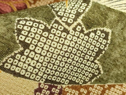 平和屋本店●極上　摺型友禅　京都　多ち花　九寸開き名古屋帯　立波舞花文　鬼しぼ縮緬　逸品　未使用　DZAB7323kh6