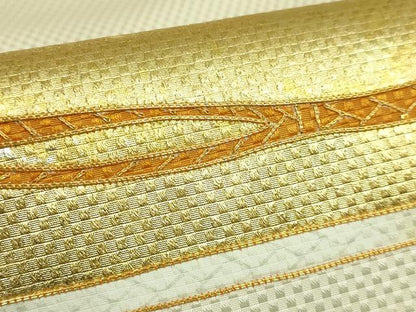 平和屋本店●極上　京都老舗銘店・に志田　九寸名古屋帯　駒刺繍　ひも組　金銀彩　たとう紙付き　逸品　DZAB7331kh6