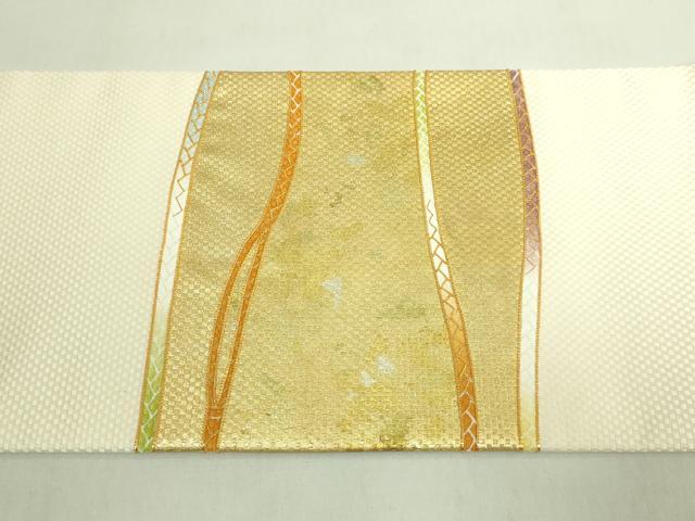 平和屋本店●極上　京都老舗銘店・に志田　九寸名古屋帯　駒刺繍　ひも組　金銀彩　たとう紙付き　逸品　DZAB7331kh6
