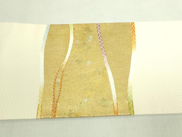 平和屋本店●極上　京都老舗銘店・に志田　九寸名古屋帯　駒刺繍　ひも組　金銀彩　たとう紙付き　逸品　DZAB7331kh6