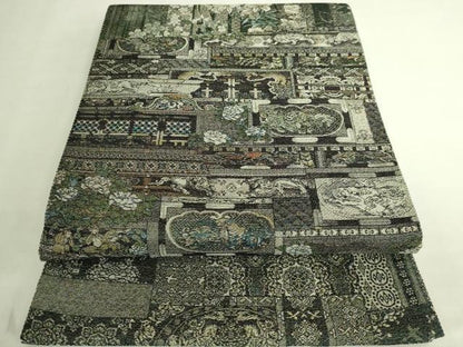 平和屋本店●希少 本場大島紬 恵積五郎監修 本場筑前博多織 両面二図 全通全景袋帯 天繍綴織 博多献上 至宝 証紙・反端付 逸品 DZAB7335kh6
