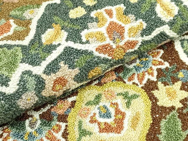 平和屋本店●最高級　中国三大刺繍　総相良刺繍　総刺繍　袋帯　200万粒　総詰め　正倉院花文　金糸　逸品　未使用　DZAB7336kh6