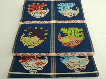 平和屋本店●最高級　龍村平蔵製　太鼓柄　本袋帯　甲比丹孔雀　金糸　逸品　DZAB7341kh6