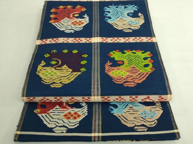 平和屋本店●最高級　龍村平蔵製　太鼓柄　本袋帯　甲比丹孔雀　金糸　逸品　DZAB7341kh6