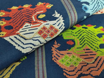 平和屋本店●最高級　龍村平蔵製　太鼓柄　本袋帯　甲比丹孔雀　金糸　逸品　DZAB7341kh6