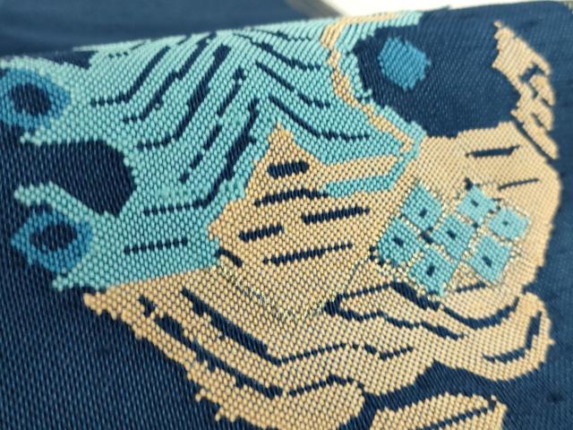 平和屋本店●最高級　龍村平蔵製　太鼓柄　本袋帯　甲比丹孔雀　金糸　逸品　DZAB7341kh6