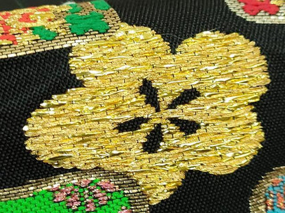 平和屋本店●極上　太鼓柄　本袋帯　龍村平蔵柄　威毛錦　黒地　金銀糸　逸品　DZAB7349kh6