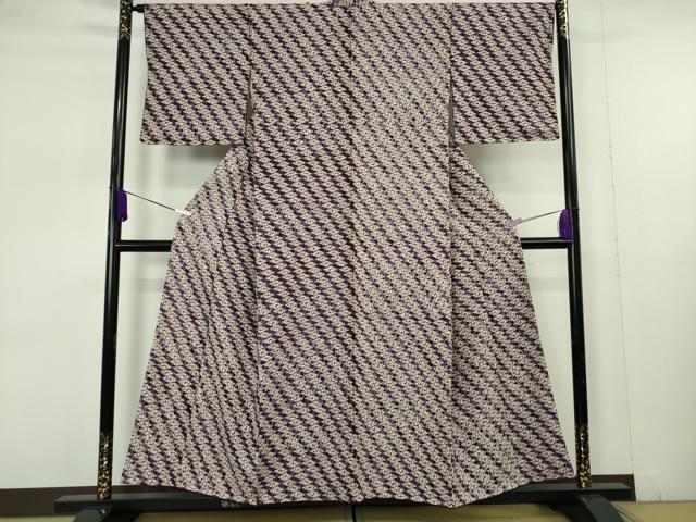 平和屋本店●極上　岩手の匠　草紫堂　南部絞り　紫根染　紬　菱文　正絹　逸品　未使用　DZAB7352kh6
