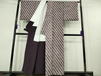 平和屋本店●極上　岩手の匠　草紫堂　南部絞り　紫根染　紬　菱文　正絹　逸品　未使用　DZAB7352kh6