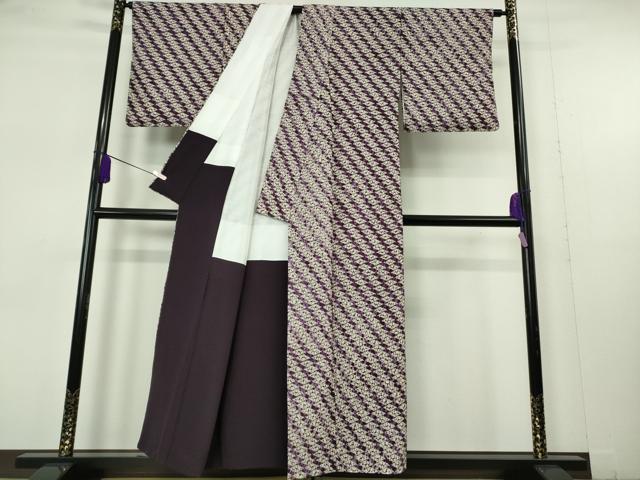 平和屋本店●極上　岩手の匠　草紫堂　南部絞り　紫根染　紬　菱文　正絹　逸品　未使用　DZAB7352kh6