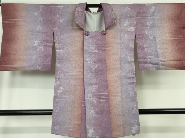 平和屋着物∞極上　道行コート　和装コート　ロング丈　手描き　葡萄蔦の葉　暈し染め　金糸　やまと誂製　逸品　DZAB7353kh6