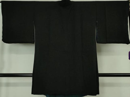 平和屋着物∞極上　道中着　ロング丈　リバーシブル　暈し染め×青緑色　黒地　逸品　未使用　DZAB7354kh6